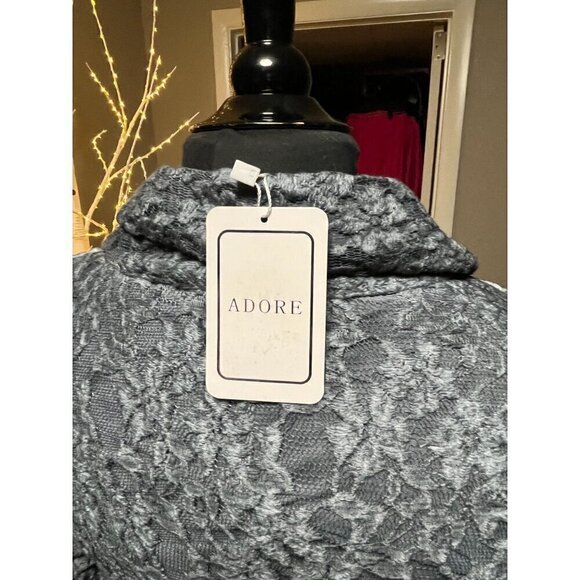 nwt Adore silver blue lace button up duster size small poly blend - Picture 11 of 11